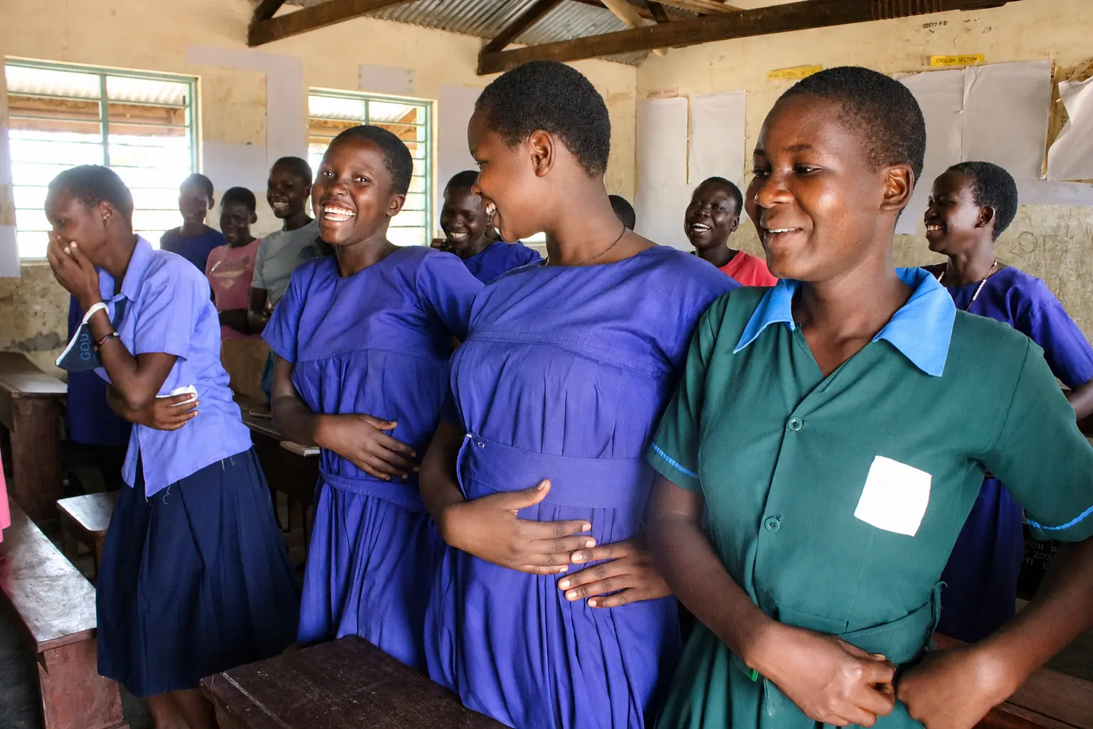 Girls participating in a YWAFT menstrual health learning session
